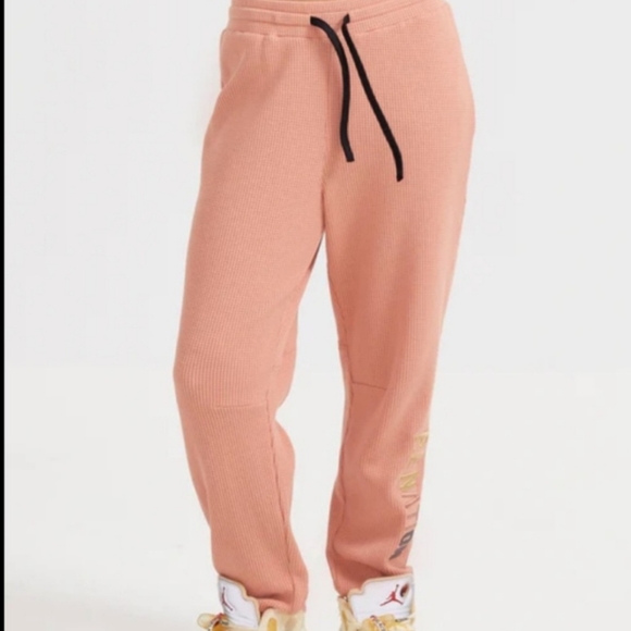 NWT $150 P.E. NATION Peach Bloom Waffle Rebound Track Pants Size  S Ombré Logo - Picture 2 of 9